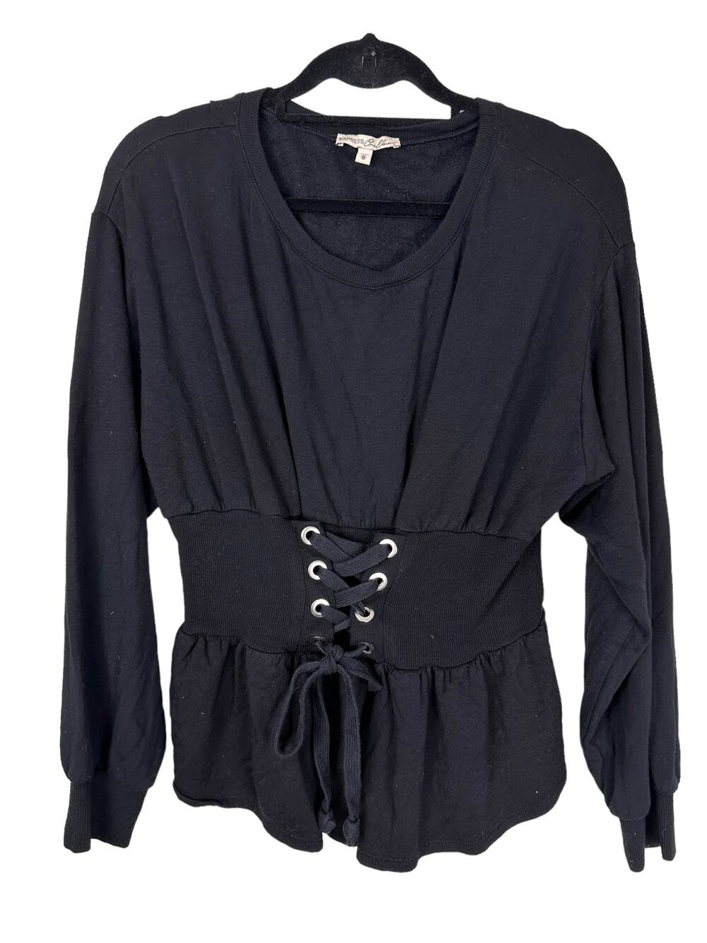 Express One Eleven Women Sz: M Corset Cinch Waist Long Sleeve Shirt Blouse Top